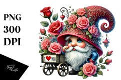 Valentines Gnome with Roses PNG Product Image 1