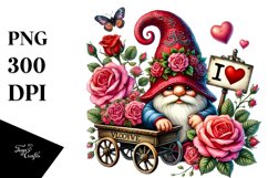 Valentines Gnome with Roses PNG Product Image 1