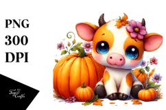 Cute Baby Cow with Pumpin | Sublimation Product Image 1
