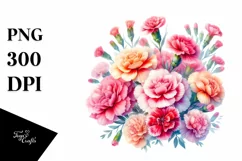 Colorful Carnation Flowers PNG Product Image 1