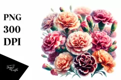 Colorful Carnation Flowers PNG Product Image 1