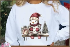 Vintage Snowman Christmas Png, Christmas Snowman clipart Product Image 1
