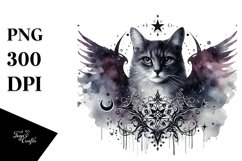 Washed Gothic Cat Flowers | Sublimation Clipart Product Image 1