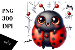 Funny Cute Ladybug in Front of Spider Web | Sublimation Product Image 1