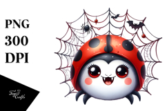 Funny Cute Ladybug in Front of Spider Web | Sublimation Product Image 1