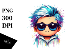 Adorable Funny Design with Cool Hair, PNG Product Image 1
