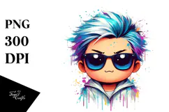 Adorable Funny Design with Cool Hair, PNG Product Image 1