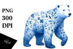 Cute Polar Bear Blue Toile PNG Product Image 1