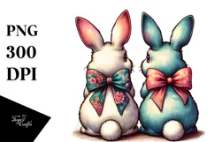 Quirky Vintage Bunnies PNG Product Image 1