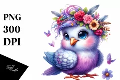 Goofy Baby Dove with Wreath PNG Product Image 1