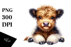 Watercolor Baby Cow Sitting on Star Product Image 1