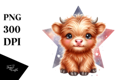 Watercolor Baby Cow Sitting on Star Product Image 1