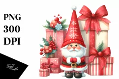 Red Christmas Gnomes with Presents PNG Product Image 3