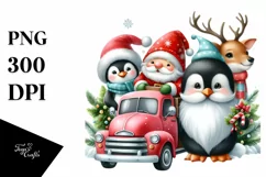 Christmas Characters Running from Truck PNG Product Image 1