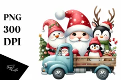 Christmas Characters Running from Truck PNG Product Image 1