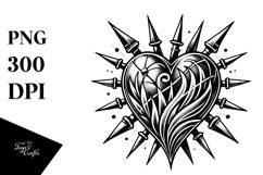Tattoo Style Heart with Spikes PNG Product Image 1