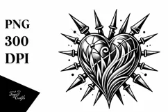 Tattoo Style Heart with Spikes PNG Product Image 1