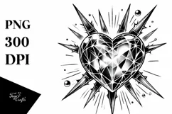 Tattoo Style Heart with Spikes PNG Product Image 1