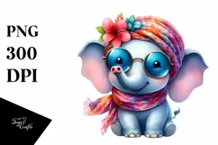 Elephant Silk Scarf Smiling | Watercolor Clipart Product Image 3