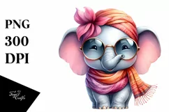 Elephant Silk Scarf Smiling | Watercolor Clipart Product Image 1