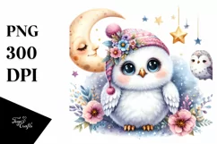 Colorful Baby Snowy Owl PNG Product Image 1