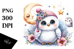 Colorful Baby Snowy Owl PNG Product Image 1