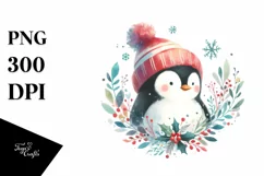 Colorful Christmas Penguin, PNG Product Image 1