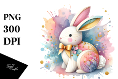 Colorful Wooden Bunny PNG Product Image 1