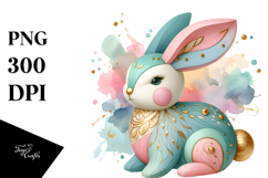 Colorful Bunny Made of Wood PNG Product Image 1
