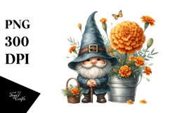 Cute GNOME with Marigold PNG Product Image 1