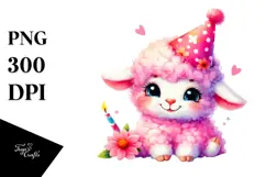 Vibrant Baby Lamb on Party Hat PNG Product Image 1