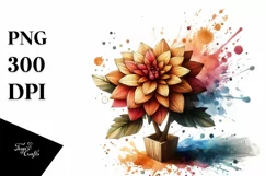 Abstract Wooden Stained Dahlia | Clipart Product Image 1
