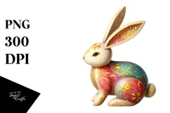Colorful Wood Bunny PNG Product Image 1