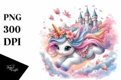 Tumbling Baby Unicorn with Spring Petals | Sublimation | Product Image 3