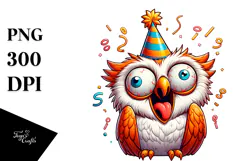 Whimsical Owl with Party Hat, Transparent PNG Product Image 1