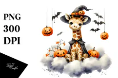 Giraffe on Cloud for Halloween PNG Product Image 1