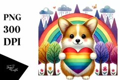 Pembroke Welsh Corgi Heart View from Behind Rainbow Trees Product Image 1