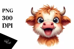 Expressive Funny Highland Cow PNG Product Image 1