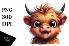 Expressive Funny Highland Cow PNG Product Image 1