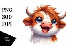 Expressive Funny Highland Cow PNG Product Image 3