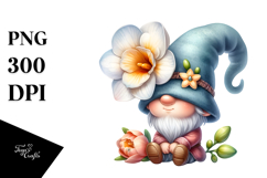 Cute GNOME with Big Hat and Freesia PNG Product Image 1