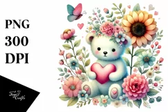 Colorful Bear with Heart PNG Product Image 1