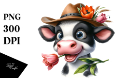 Cow Portrait Hat Goofy Smile Tulip Clipart Product Image 1