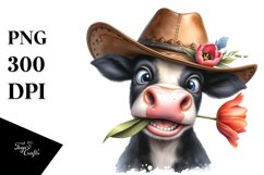 Cow Portrait Hat Goofy Smile Tulip Clipart Product Image 1