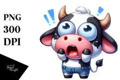 Ridiculously Cute Cartoon Cow PNG Product Image 1