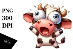 Watercolor Cow with Cross-Eyed Expression PNG Product Image 1