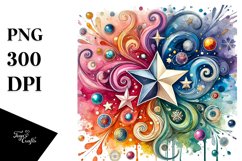 Simple Washed Watercolor Star, PNG Product Image 1