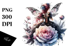 Creative Gothic Fairy on Flower PNG Product Image 1