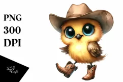 Baby Bird Big Eyes Cowboy Boots | Sublimation Clipart Product Image 3