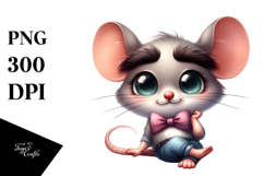 Cute Mouse with Bow Tie, Soft Drop Shadow PNG Product Image 1